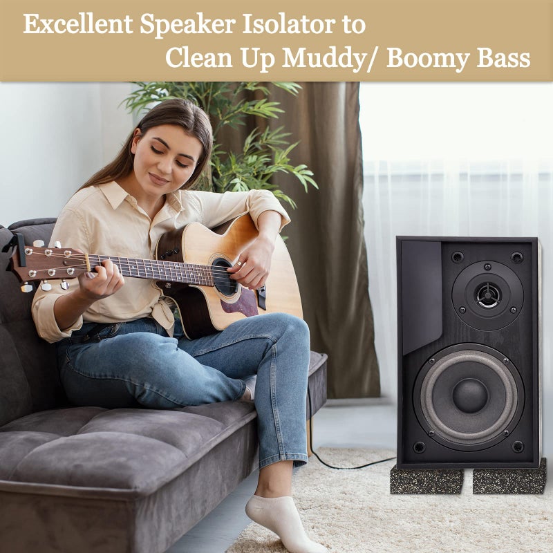 BXI Subwoofer Isolation Pad - 2 Pcs 6 X 6 X 2 Inches Bass Reduction Floorstanding Speakers Mat Riser - Thick Large Rubber Cork Anti Vibration Pads for Heavy Machine Equipment Studio Monitor Stands - Image 4